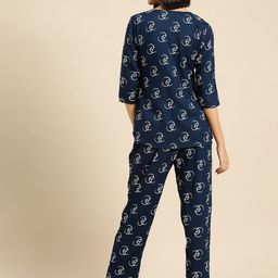 Ichaa Conversational Printed Notched Neck Top With Pyjamas image 3