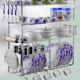 Utensil Kitchen Rack DEMIQON Utensil Kitchen Rack Steel Wall Mount Kitchen Dish Rack (31"x30") Steel-image-32