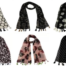 Printed Chiffon Women Black Scarf, Stole, Fancy Scarf-image-80
