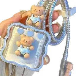 YSTIFYRA iPhone Charger Cover For 18W/20W | Cute Teddy Transparent Design| Cable Protector-picture-6