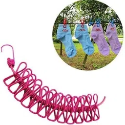 busaware Multi Functional Portable Drying Rope with 12 Clips and 2 Hooks Multicolor image 3