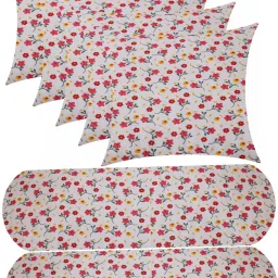 Combo Set of 5 Cushion And 2 Microfibre Floral Bolster Pack of 7-image-15
