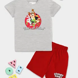 YK X Minute Mirth Infant Boys Looney Tunes Printed Pure Cotton T-shirt with Shorts-image-42