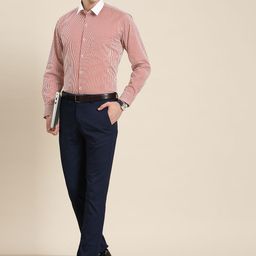 Hancock White Slim Fit Pinstriped Formal Shirt-image-22