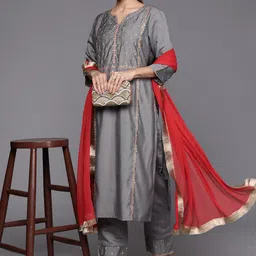 Varanga Women Ethnic Motifs Embroidered Kurta with Trousers & With Dupatta-picture-38