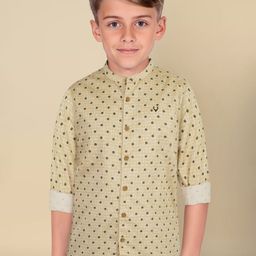 Allen Solly Junior Boys Band Collar Micro Ditsy Printed Cotton Casual Shirt-image-76