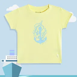 Gini and Jony Infant Girls Yellow & Blue Graphic Printed Cotton T-shirt-image-72