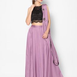 Kiya Women Pink & Black Embroidered Lehenga Choli With Dupatta-1