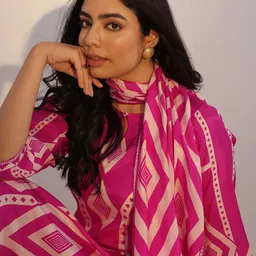 Libas Geometric Printed Straight Kurta with Trousers & Dupatta-image-49