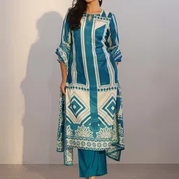 Libas Geometric Printed Straight Kurta with Trousers & Dupatta-image-48