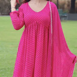 gosriki KALINI Leheriya Printed Anarkali Kurta with Trousers & Dupatta image 2
