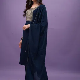 THE52 Floral Yoke Design Regular Kurta with Trousers & With Dupatta image 3