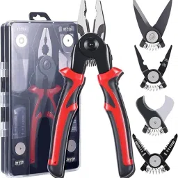 5-In-1 Multifunctional Wire Stripper Combination Interchangeable Pliers Kit Lineman Plier-9