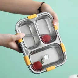 3 Compartment Insulated Lunch Box Stainless Steel Tiffin Box 3 Containers Lunch Box-picture-22