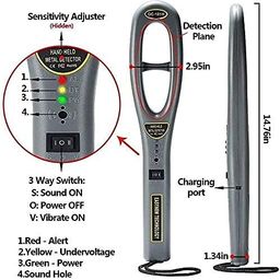 Real Instruments Hand Held Metal Detector GC-101H High Sensitivity Handheld Metal Detector with LED Indication and Variable Audio for Security Check Malls, Airports, Hotels, Railway Stations, Banks image 4