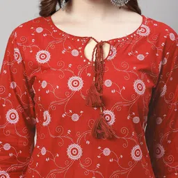 Rajnandini Floral Printed Tie Up Neck Sequinned Pure Cotton Kurta With Salwar & Dupatta image 2
