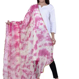 Alakh Creation Checked Zari Detailed Batik Chiffon Dupatta-20