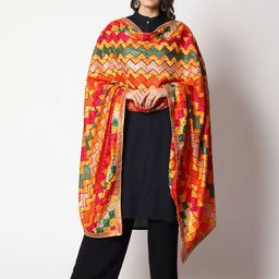 WEAVERS VILLA Embroidered Art Silk Dupatta With Phulkari-picture-42