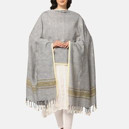 THE WEAVE TRAVELLER Woven Design Cotton Linen Dupatta-48