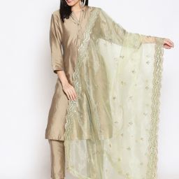 Dupatta Bazaar Embroidered Tissue Dupatta with Mirror Work-3
