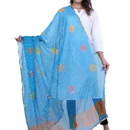 Alakh Creation Bandhani Printed Zari Chiffon Dupatta-17
