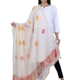 Alakh Creation Checked Zari Detailed Bandhani Chiffon Dupatta-18