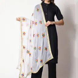 WEAVERS VILLA Ethnic Motifs Embroidered Dupatta with Phulkari-picture-21