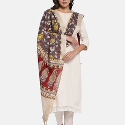 THE WEAVE TRAVELLER Ethnic Motifs Printed Pure Cotton Kalamkari Dupatta-29