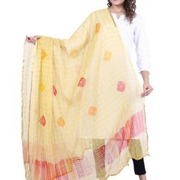 Alakh Creation Checked Zari Detailed Bandhani Chiffon Dupatta-12