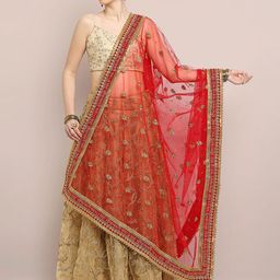 Dupatta Bazaar Ethnic Motifs Embroidered Net Dupatta with Sequinned-8