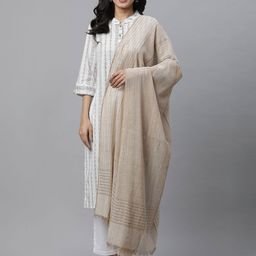 AURELIA Striped Fringed Pure Cotton Dupatta-78