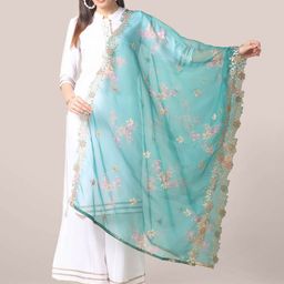 Dupatta Bazaar Embroidered Organza Dupatta with Zardozi-44