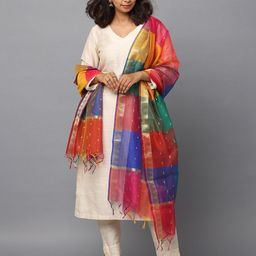 HELLA FASHIONS Colourblocked Dupatta With Zari-picture-57
