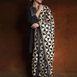 Exotic India Geometric Phulkari Embroidered Thread Work Dupatta-22