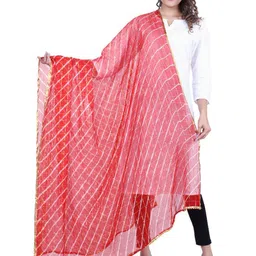 Alakh Creation Leheriya Printed Zari Chiffon Dupatta-16