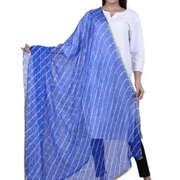 Alakh Creation Leheriya Printed Zari Detailed Chiffon Dupatta-43