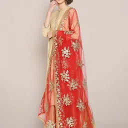 Dupatta Bazaar Embroidered Net Dupatta with Gotta Patti-36