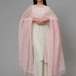 Seva Chikan Ethnic Motifs Embroidered Chikankari Georgette Dupatta-18