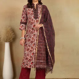 Tahiliya Floral Printed Cotton Zari Dupatta-picture-7