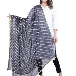 Alakh Creation Leheriya Printed Zari Chiffon Dupatta-40