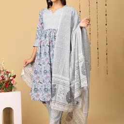 The Mom Store Floral Printed Regular Pure Cotton Maternity Kurta with Pyjamas & Dupatta-image-92