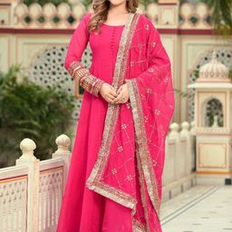 GRISHU COLLECTION Embroidered Sequinned Anarkali Kurta With Trouser & Dupatta-image-22