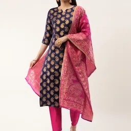 Saanjh Paisley Regular Kurta with Trousers & With Dupatta-49