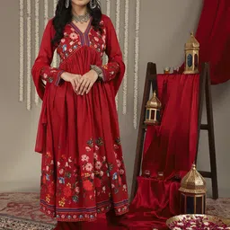 Varanga Floral Printed Empire Kurta with Trousers & With Dupatta-picture-16