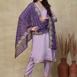 THE52 Women Regular Thread Work Kurta with Trousers & With Dupatta-picture-20