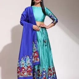 Fabcartz Printed Semi-Stitched Lehenga & Blouse With Dupatta-picture-57