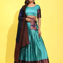 Fabcartz Semi-Stitched Lehenga & Unstitched Blouse With Dupatta-image-11