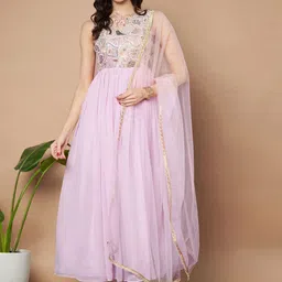 flaher Women Sequined Embroidered Gown With Dupatta-image-88