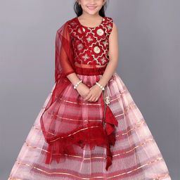 BAESD Girls Embellished Gotta Patti Ready to Wear Lehenga & Blouse With Dupatta-picture-46