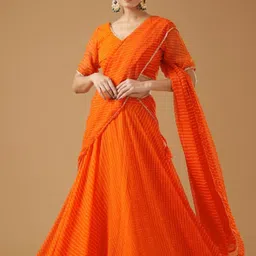 HOUSE OF JAMOTI Printed Ready to Wear Lehenga & Blouse With Dupatta-picture-22